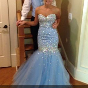 Jovani Ice blue mermaid style prom dress.